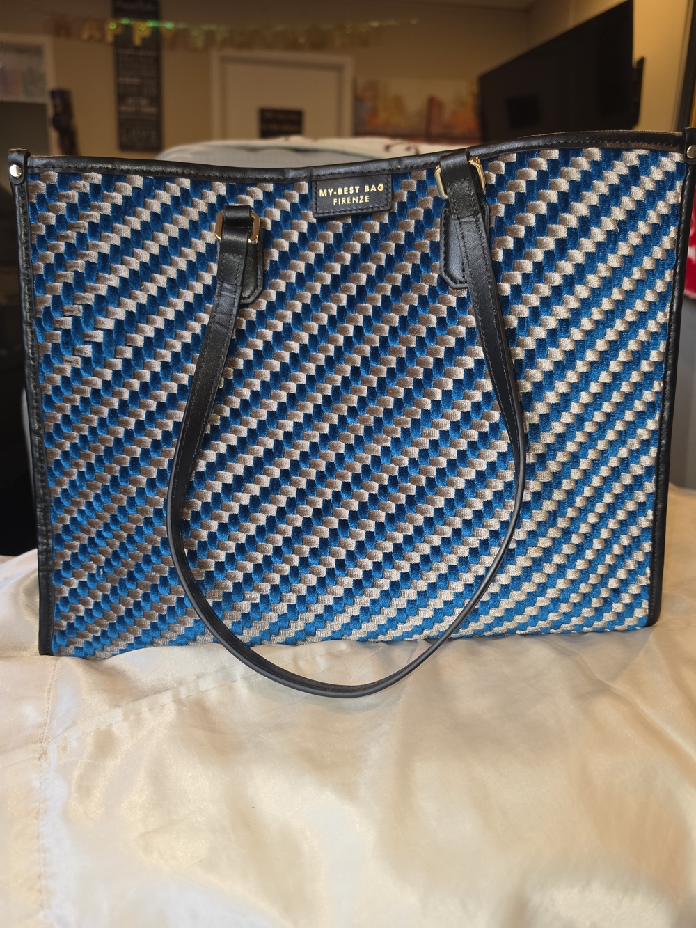 Blue & Black Woven Tote